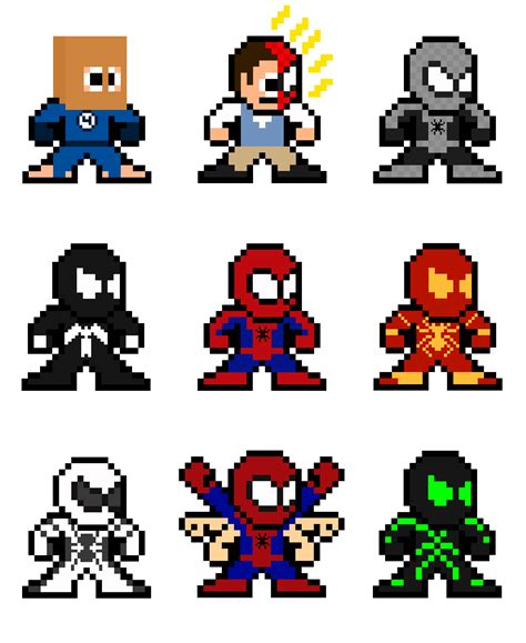 8 Bit Spider Man Through The Ages Melty Bead Patterns Perler Bead