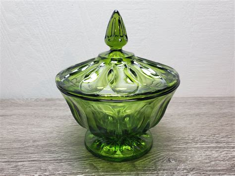 Vintage Pressed Glass Candy Dish With Lid Shower T Etsy Glass Candy Dish Vintage Pressed