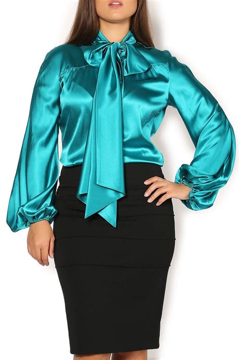Silk Bow Blouse Gorgeous Blouses Turquoise Clothes Beautiful Blouses