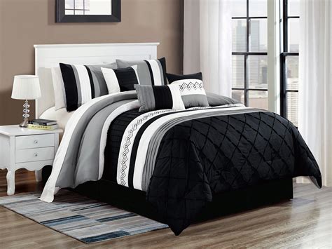 Shop wayfair for the best comforter set with curtains. 11-Pc Riya Diamond Meander Greek Key Pleated Stripe ...