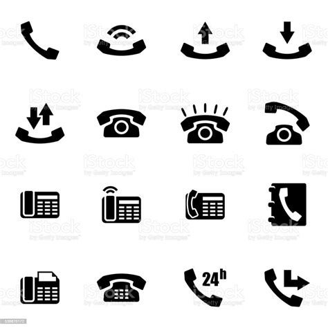 Vector Black Telephone Icon Set Stock Illustration Download Image Now