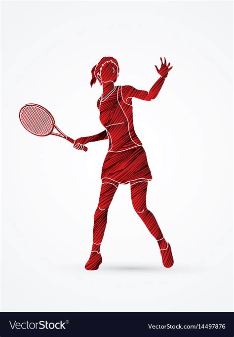 Woman Tennis Player Sport Pose Royalty Free Vector Image
