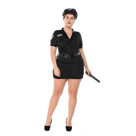 Carnival Police Uniform Suit Plus Size Cosplay Cops Costume Party Dress