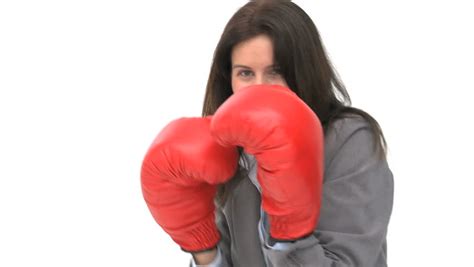 Businesswoman With Boxing Gloves Against Stock Footage Video 100