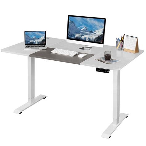 Lacoo 55 In White Electric Standing Desk Height Adjustable Wooden