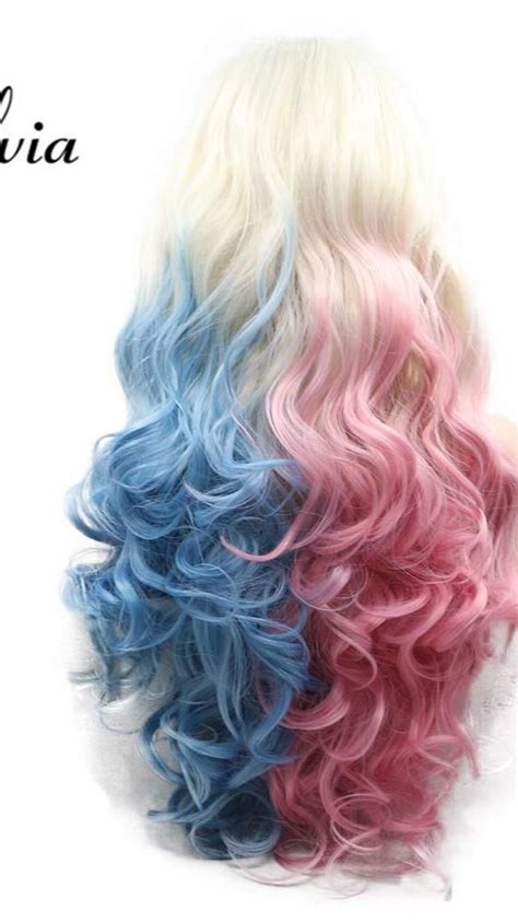 Sylvia Ombre Blue Pink To Platinum Blonde Lace Front Wig Rainbow