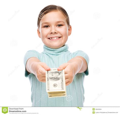 Cute Girl With Dollars Stock Photo Image Of Beautiful 49520304
