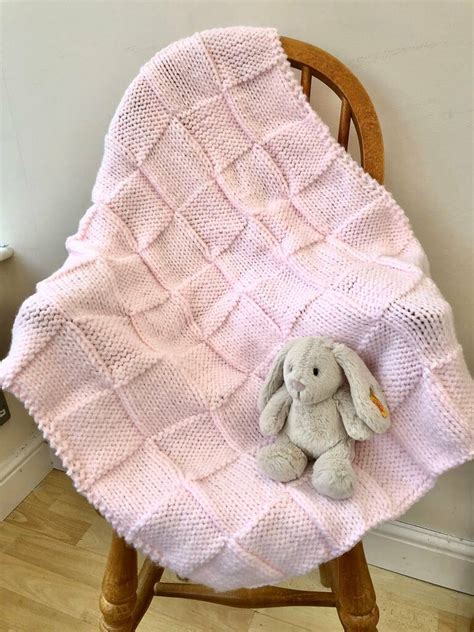 Pink Hand Knitted Baby Blanket By Mummys Marvellous Makes