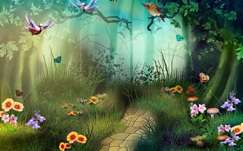 Artwork Fantasy Magical Art Forest Tree Landscape Nature Butterfly