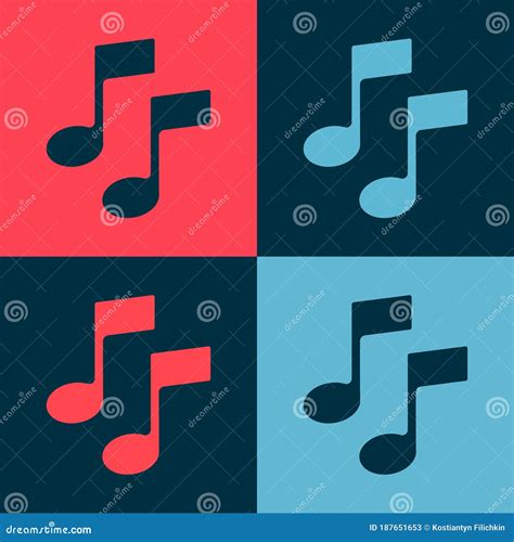 Pop Art Music Note Tone Icon Isolated On Color Background Vector