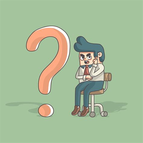 Cartoon Business Man Thinking While Sitting Beside Question Mark 676468 Vector Art At Vecteezy