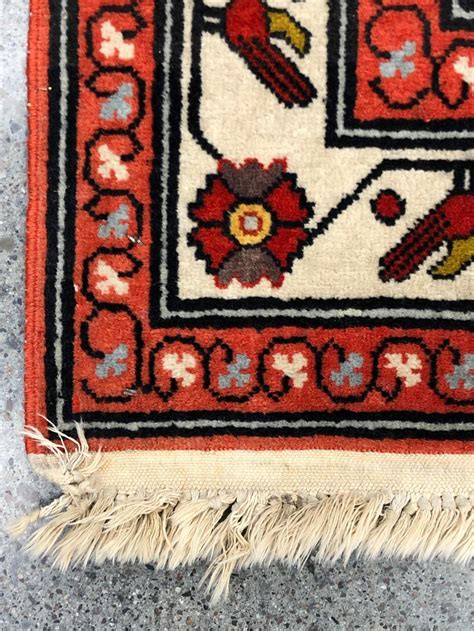 Lot Persian Floral And Bird Motif Hand Woven Wool Rug