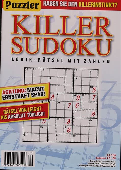 Play killer sudoku online for free. KILLER SUDOKU 12/2020 - Zeitungen und Zeitschriften online