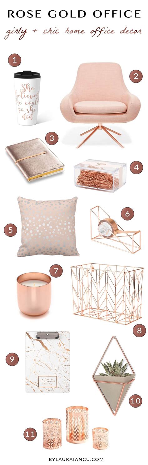 Rose gold is also super popular as a design color for a party since it's a good mix of fun and classy! Gold and Rose Gold Desk Accessories and Feminine Office ...