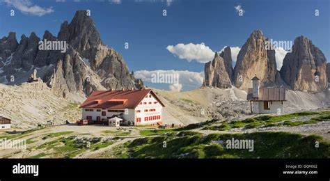 Chapel At Tre Cime Di Lavaredo South Tyrol Dolomites Italy Stock