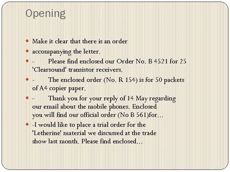 Business Letters Placing An Order Orders