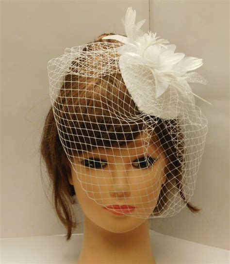 Wedding Bridal Hat With Veil Hairpiece Feather Fascinator Birdcage
