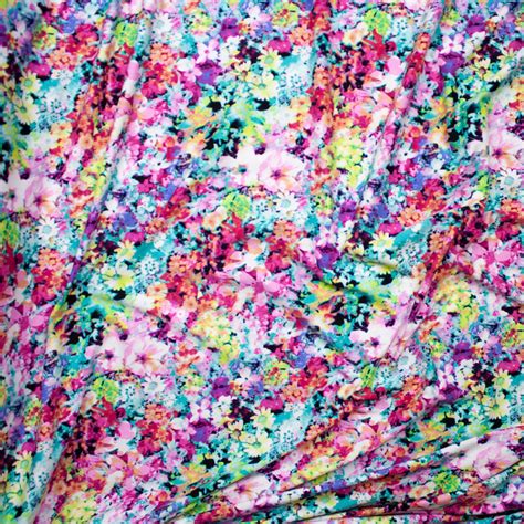 Cali Fabrics Vibrant Kaleidoscope Floral Stretch Cotton Jersey Knit