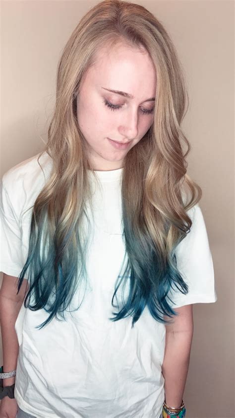 Blue Dip Dyed Hair Mermaid Hair Balayage Color Balayage Brunette