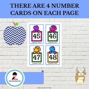 Hundreds of pdf lesson plans. Spanish Number Cards 1-50 With Dinosaurs by Sharing ...