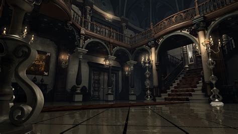 Artstation Mansion Hall Environment Bow Qin Mansions Dark