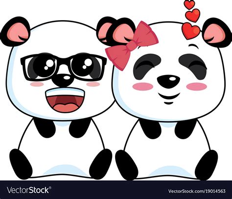 Cute Pandas Lovely Emojis Kawaii Royalty Free Vector Image