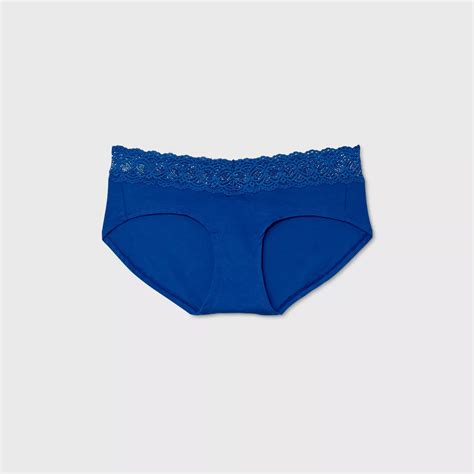 Auden Womens Cotton Hipster Underwear With Lace Waistband Blue Sz M 8