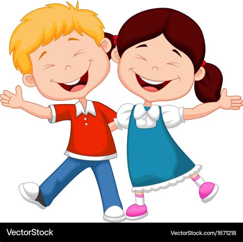 Happy Children Cartoon Royalty Free Vector Image