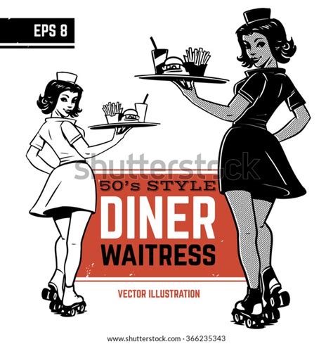 Waitress On Roller Skates Drivein Waitress Stock Vector Royalty Free 366235343 Shutterstock