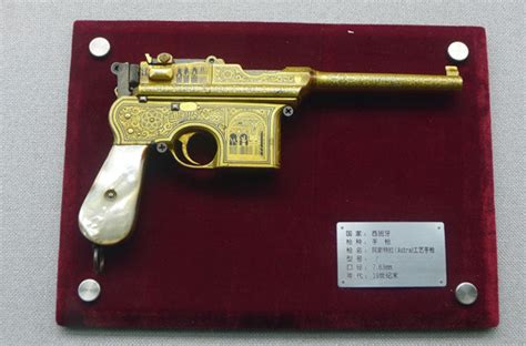 Gold Inlaid Pearl Handle Mauser C 96 Broomhandle Pistol Owned By