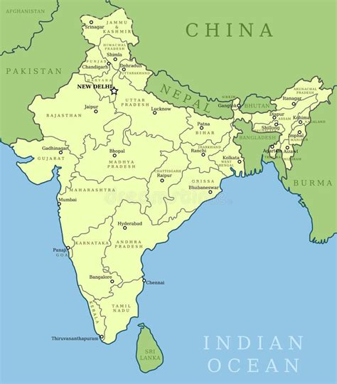 Mapa Político De India Ilustração Do Vetor Ilustração De Bengal 57634632