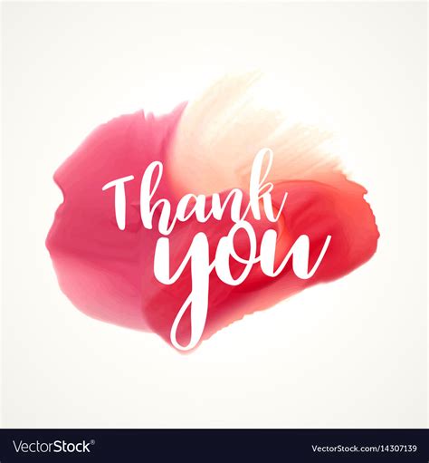Thank You Lettering On Red Paint Or Watercolor Vector Image