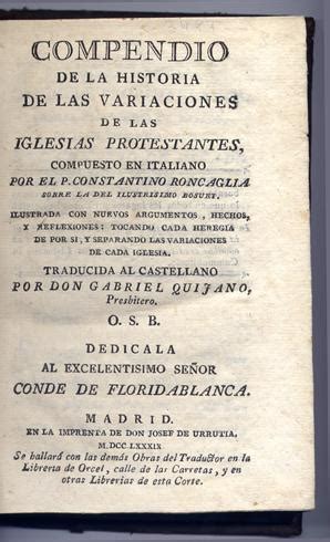 Compendio De La Historia De Las Variaciones De Las Iglesias