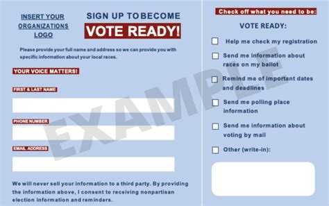 Pledge Card Templates Nonprofit Vote