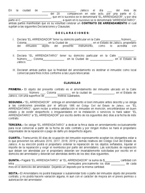 Contrato De Renta Alquiler Finanzas Personales