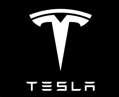 Tesla Brand Logo Car Symbol With Name White Design Usa Automobile