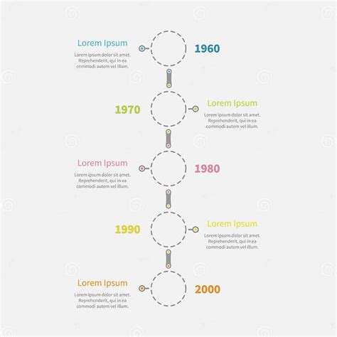 Dash Line Round Icon Timeline Vertical Infographic With Text Template