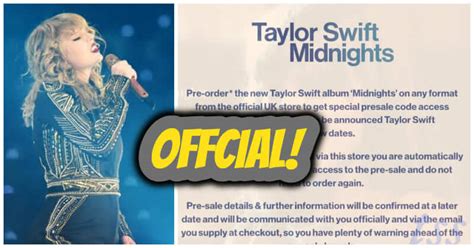 Taylor Swift Tour Uk 2023 Confirmation About Midnights Presale