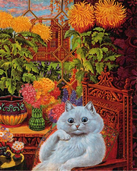 Louis Wain Psychedelic Flower Cat Painting Albert Hoffman Real Canvas