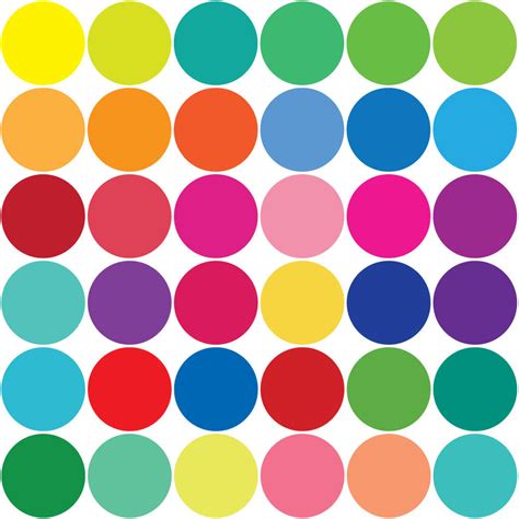 36 Rainbow Colors Polka Dot Wall Decals Eco Friendly Dot Wall Stickers