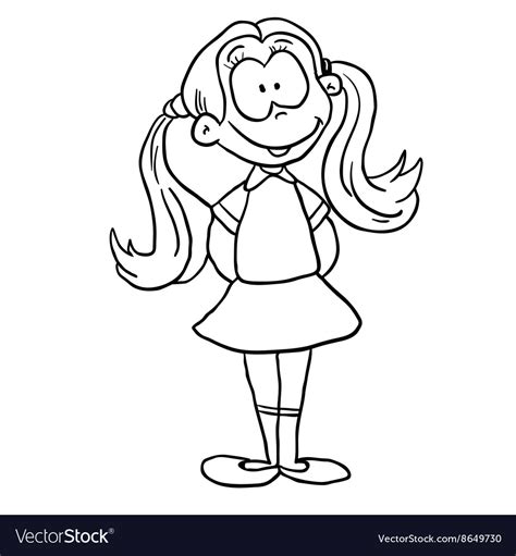 Black And White Girl Standing Royalty Free Vector Image