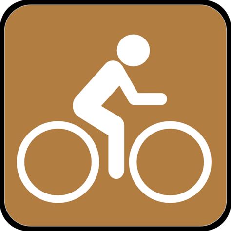 Biking Sign White Brown Background Clip Art At Vector