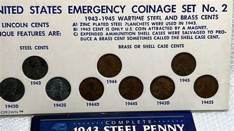 Complete 1943 Steel Penny Mint Mark Collection United States Emergency