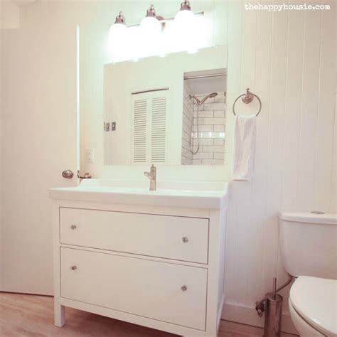 We have a small corner in the master bathroom so i decided this is a how to on a diy hollywood vanity mirror with lights, guys i hope you enjoyed this video! Thrifty Bathroom Makeover {with an Ikea Hemnes Vanity ...