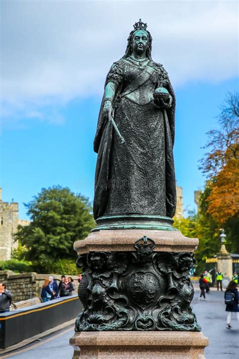 Statue Of Queen Victoria In Front Of Windsor Castle Editorial Photo