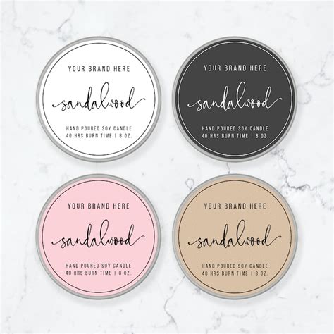 Round Candle Labels Printable Round Candle Tin Label Etsy