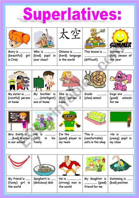 Superlatives Esl Worksheet By Ben 10