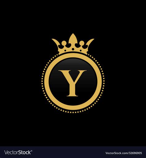Letter Y Royal Crown Luxury Logo Design Royalty Free Vector