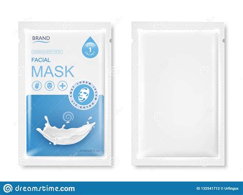 facial sheet mask sachet package mockup vector realistic