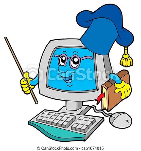 Computador, professor. Isolado, computador, -, illustration., professor. | CanStock